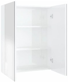 fényes fehér MDF tükrös fürdőszobaszekrény 60 x 15 x 75 cm