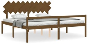 mézbarna tömör fa ágy időseknek fejtámlával 200x200 cm