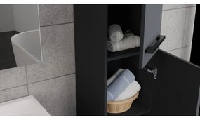 Fürdőszobaszekrény mosdóval KATE + tükörszekrény + fali szekrény antracit