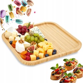 Bambusz Tányér szögletes snack tálca sushi előétel 25cm