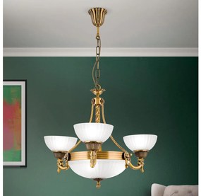 Orion LU 1689/3+3 - Csillár láncon ROCCA 6xE27/60W/230V átm. 64 cm bronz/fehér