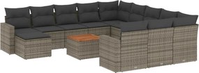 vidaXL 13 részes szürke polyrattan kerti ülőgarnitúra párnákkal