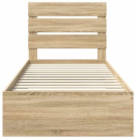 vidaXL Ágykeret fiókkal fejtámlával Sonoma tölgy 100 x 200 cm Faanyag