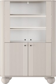 Vesper négyajtós vitrin 103 cm - kasmír / fekete fogantyúk / gömb alakú lábak