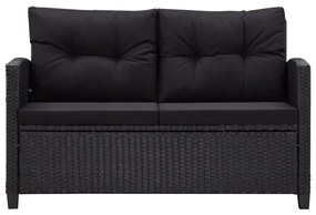 6 részes fekete polyrattan kerti ülőgarnitúra párnákkal