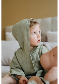 Nature zöld len gyerek fürdőköpeny, méret: 122 - 128 - Linen Tales