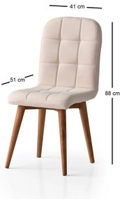 Retro Cream and Walnut étkezőszék szett, 4 db