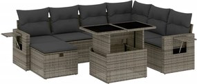 vidaXL 8 részes szürke polyrattan kerti ülőgarnitúra párnákkal