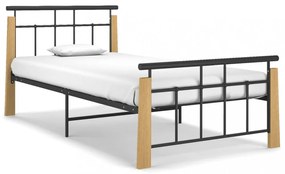 fém és tömör tölgyfa ágykeret 90 x 200 cm
