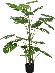 HOMCOM Műnövények, Mű Monstera Deliciosa, 180 cm Műnövény 24 Ággal, Belső Növény, Műfa, Növény Dekoráció Belső Terekhez, Zöld | Aosom
