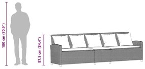 5 személyes világosszürke polyrattan kerti kanapé párnával
