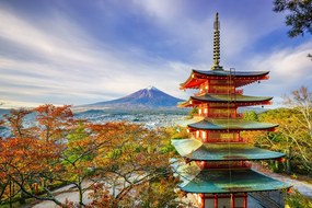 Fotótapéta kilátással a Chureito pagodára és a Fuji-hegyre