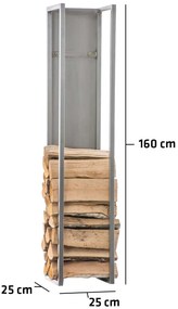 Spark rozsdamentes acél tűzifa tároló (160x25x25 cm)