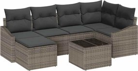 vidaXL Kanapé Szett párnával 7 pcs Szürke polirattan