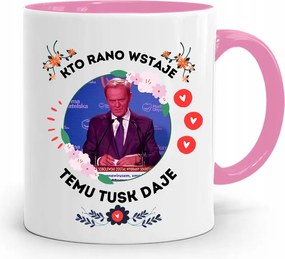 Donald Tusk Rózsaszín Bögre Platform Ajándék fényképes nyomtatással