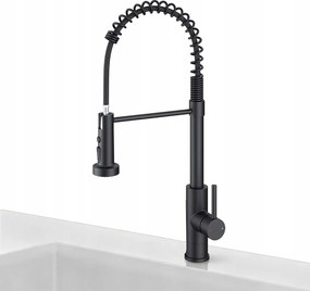 Konyhai Mosogató Csaptelep Hajlékony Flexibilis Kifolyócső Csaptelep 360° Fekete