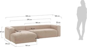Bézs sarokkanapé (bal oldali) Blok – Kave Home