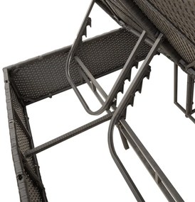 fekete polyrattan dupla napozóágy tetővel és függönnyel