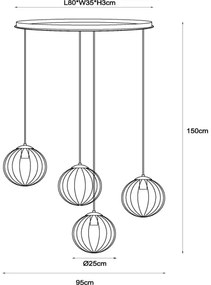 Lucide 45493/04/33 - Csillár zsinóron MONSARAZ 4xE27/40W/230V