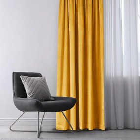 Sárga bársony dimout (részleges sötétítő) függöny 140x270 cm Eyelets – Restilo