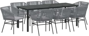 vidaXL Kert étkező szett párnával 9 pcs Szürke Porszórt acél