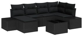 Kerti Kanapé Szett 7 pcs Fekete 264 x 154 x 85 cm Poli rattan