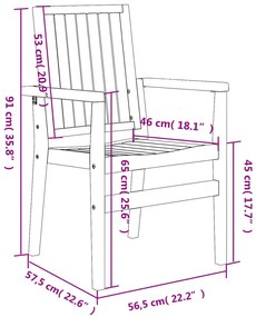 6 db rakásolható tömör tíkfa kerti szék 56,5 x 57,5 x 91 cm
