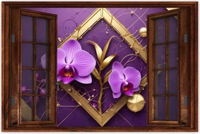 Poszterek 60x40 Lila orchideák és arany