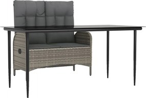vidaXL 2 részes szürke polyrattan kerti étkezőgarnitúra párnákkal