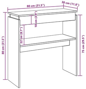 kézműves tölgy színű szerelt fa dohányzóasztal 80 x 30 x 80 cm