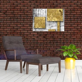 Üveg kép - Arany négyzetek N⁰3 (70x50 cm)