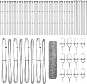 vidaXL Kerítésoszlop Ezüst 100 x 0,4 m (50 mm háló) Acél
