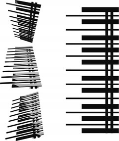 Fürdőszobai radiátor Zongora 1280x570 Fekete Fényes Jobbos