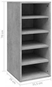 2 db betonszürke szerelt fa cipősszekrény 31,5 x 35 x 70 cm