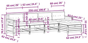 5 részes fehér tömör fenyőfa kerti pihenőgarnitúra párnákkal