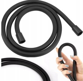 Zuhanytömlő Szilikon Sima Fekete Gumi Pvc 360° Anit-twist 150 CM