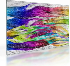Kép - Téglafal színes lángokkal (üvegen) (70x50 cm)