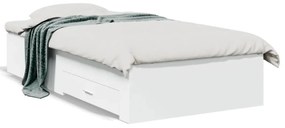fehér szerelt fa ágykeret fiókokkal 90 x 190 cm