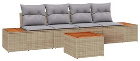 vidaXL Kerti Kanapé Szett párnával 5 pcs Bézs Poli rattan