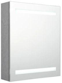 betonszürke LED-es tükrös fürdőszobaszekrény 50 x 14 x 60 cm
