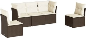 vidaXL 5 részes barna polyrattan kerti ülőgarnitúra párnával