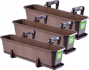 Erkélyláda 60 cm Virágtartó Állvány Fogantyúk 3 db