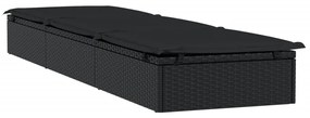2 db fekete polyrattan napágy asztallal