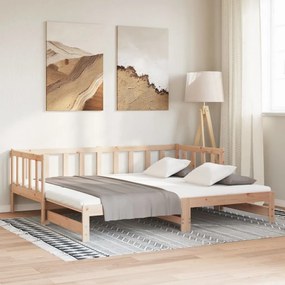tömör fenyőfa kihúzható kanapéágy 2x(80x200) cm