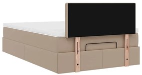 cappuccino műbőr ottomán ágy matracokkal &amp; LED-ek 120x190 cm