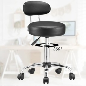 Casaria ROLAND háttámlás görgős puff, Ø35cm, fekete