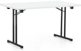 Összecsukható asztal 140 x 80 cm, fekete lábak, fehér