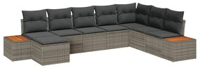 vidaXL Kerti Kanapé Szett párnával tárolóval 9 pcs Szürke Polyrattan