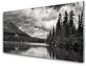 Akril üveg kép Forest Lake Mountain Nature 120x60 cm 2 fogas