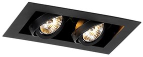 6 darabos modern fekete süllyesztett spotlámpa készlet 2-lámpás állítható - Oneon 70